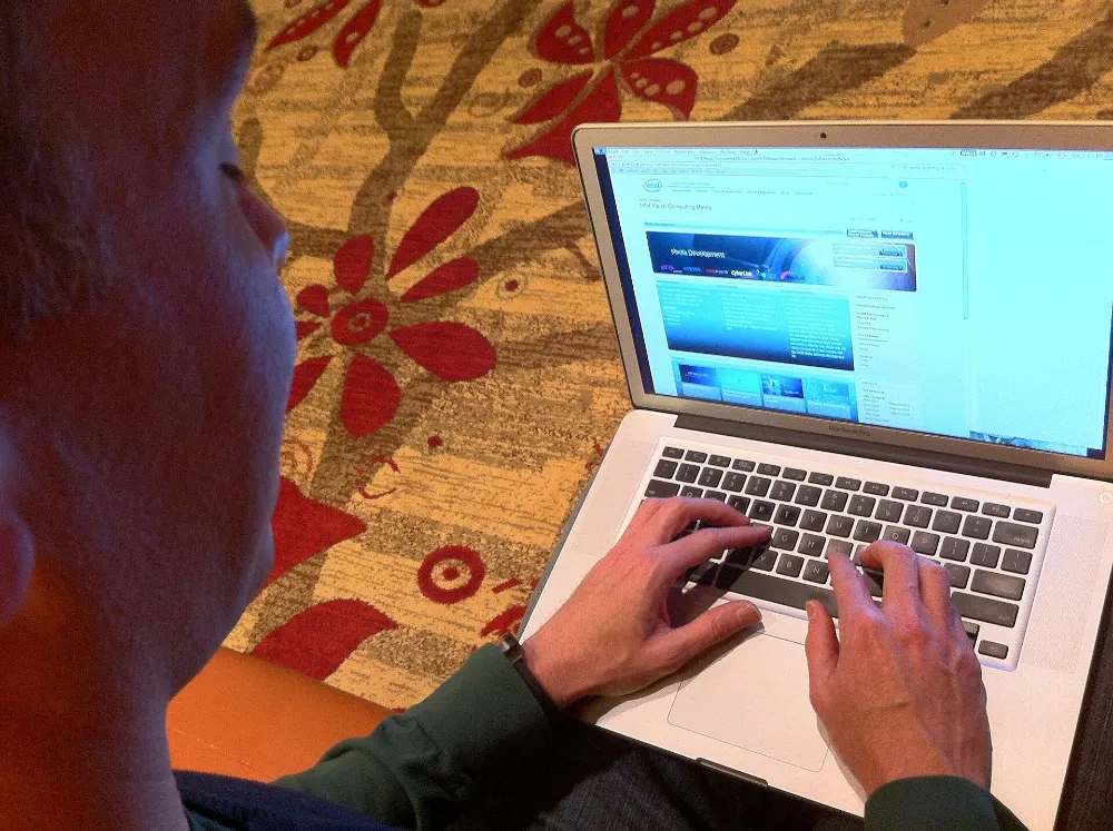 Person working on a laptop